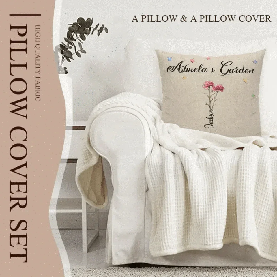 Family Personalized Custom Pillow - Grandma's Garden - Joliny