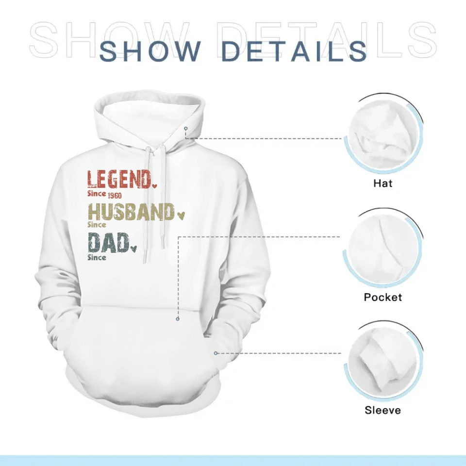Family Personalized Custom Unisex T-shirt Hoodie - Legend, Husband, Dad And Papa Since - Joliny