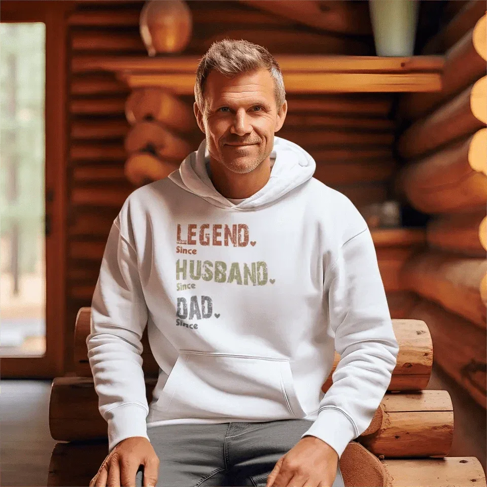 Family Personalized Custom Unisex T-shirt Hoodie - Legend, Husband, Dad And Papa Since - Joliny