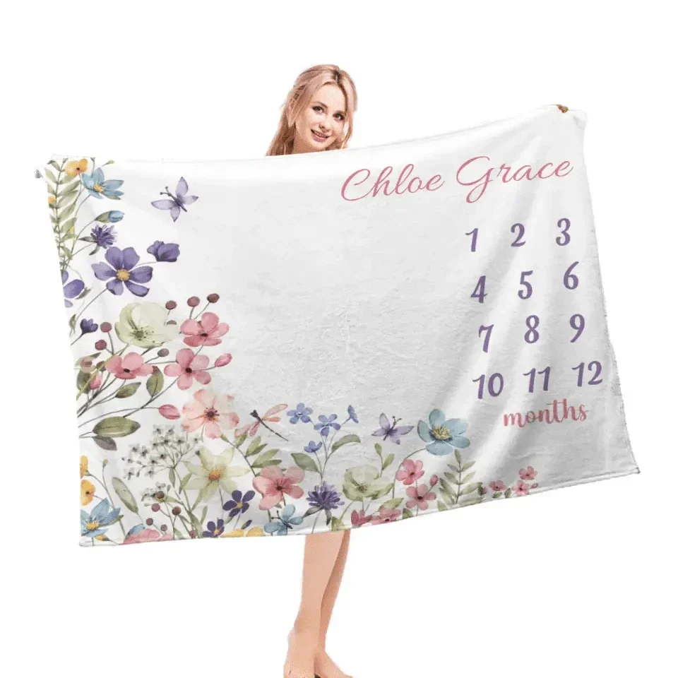 Personalized Blankets Customized Baby Blankets with Baby's Birth Month and Name - Joliny