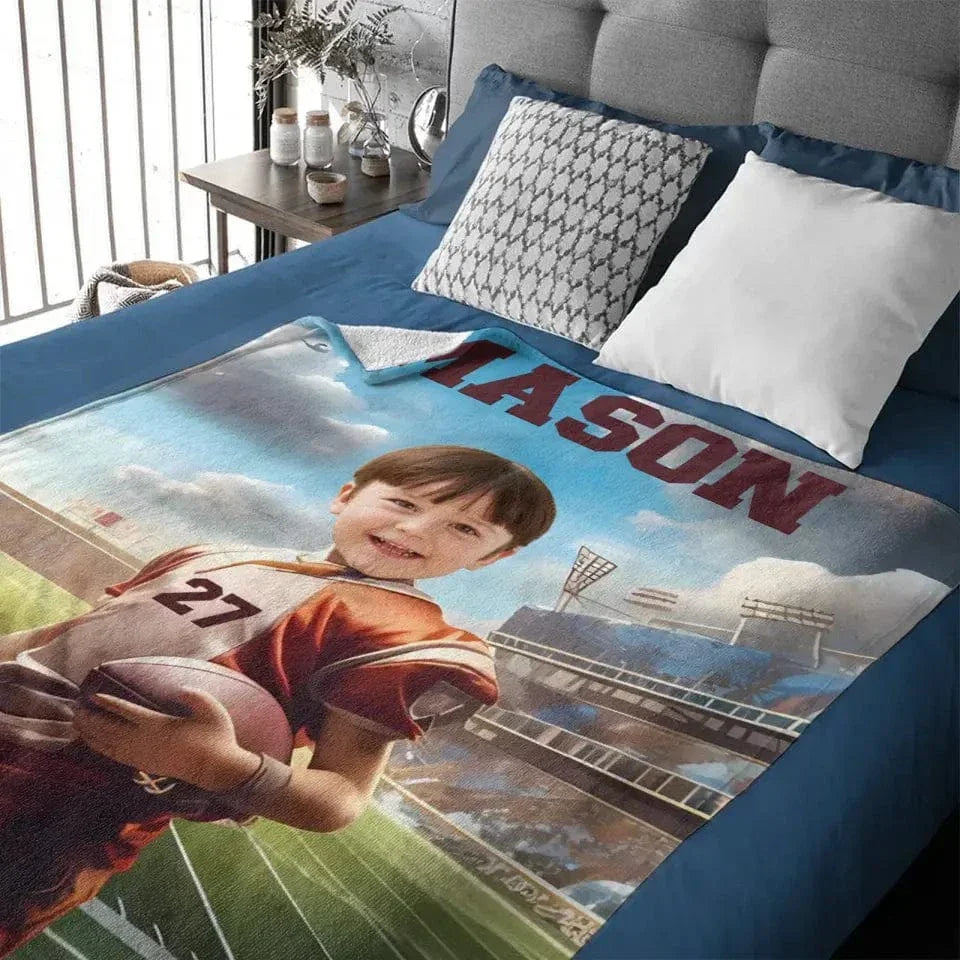 Football Competition - Personalised Photo Customised Blanket- Gifts for Football Players,Fans,Boy - Joliny