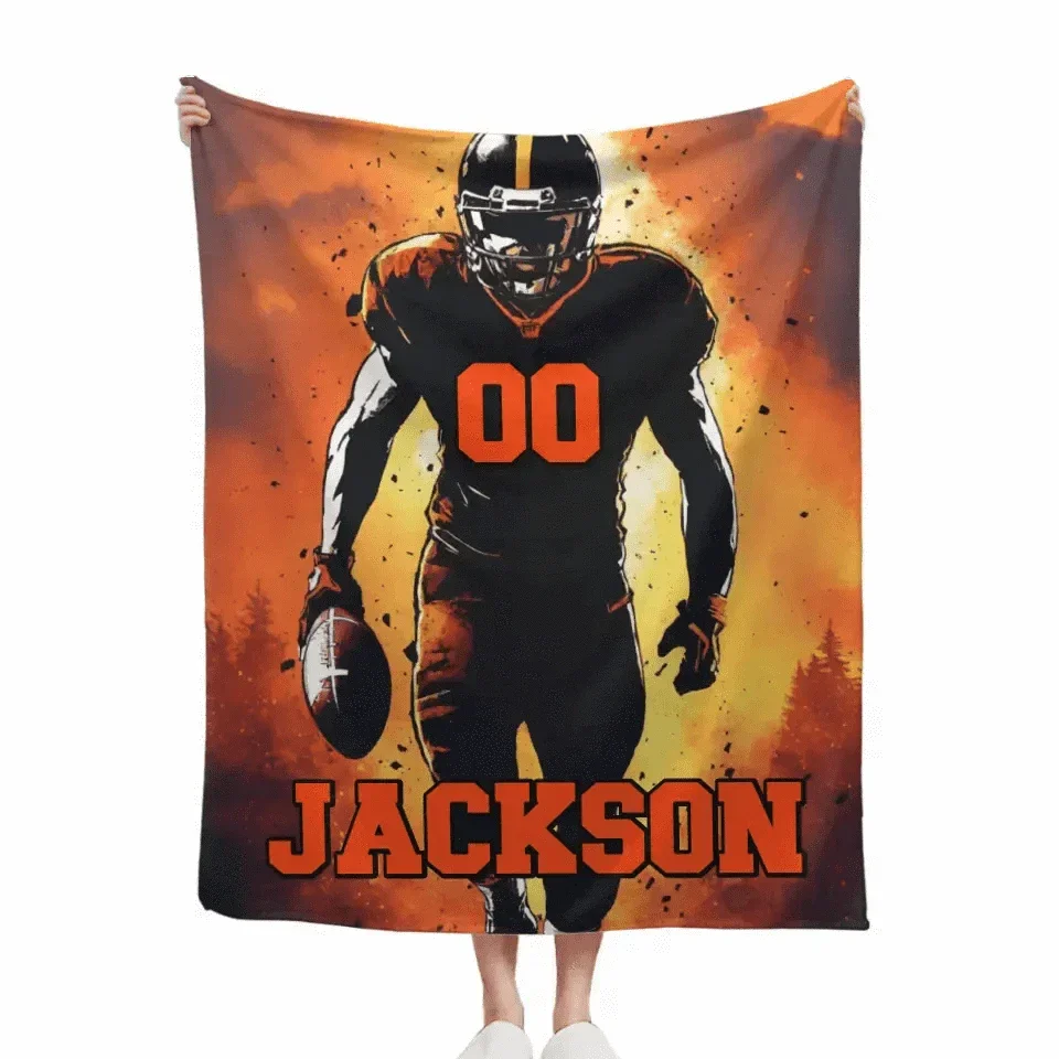 Football Player - Blankets Personalised Name And Number - Gifts for Football Players,Fans - Joliny