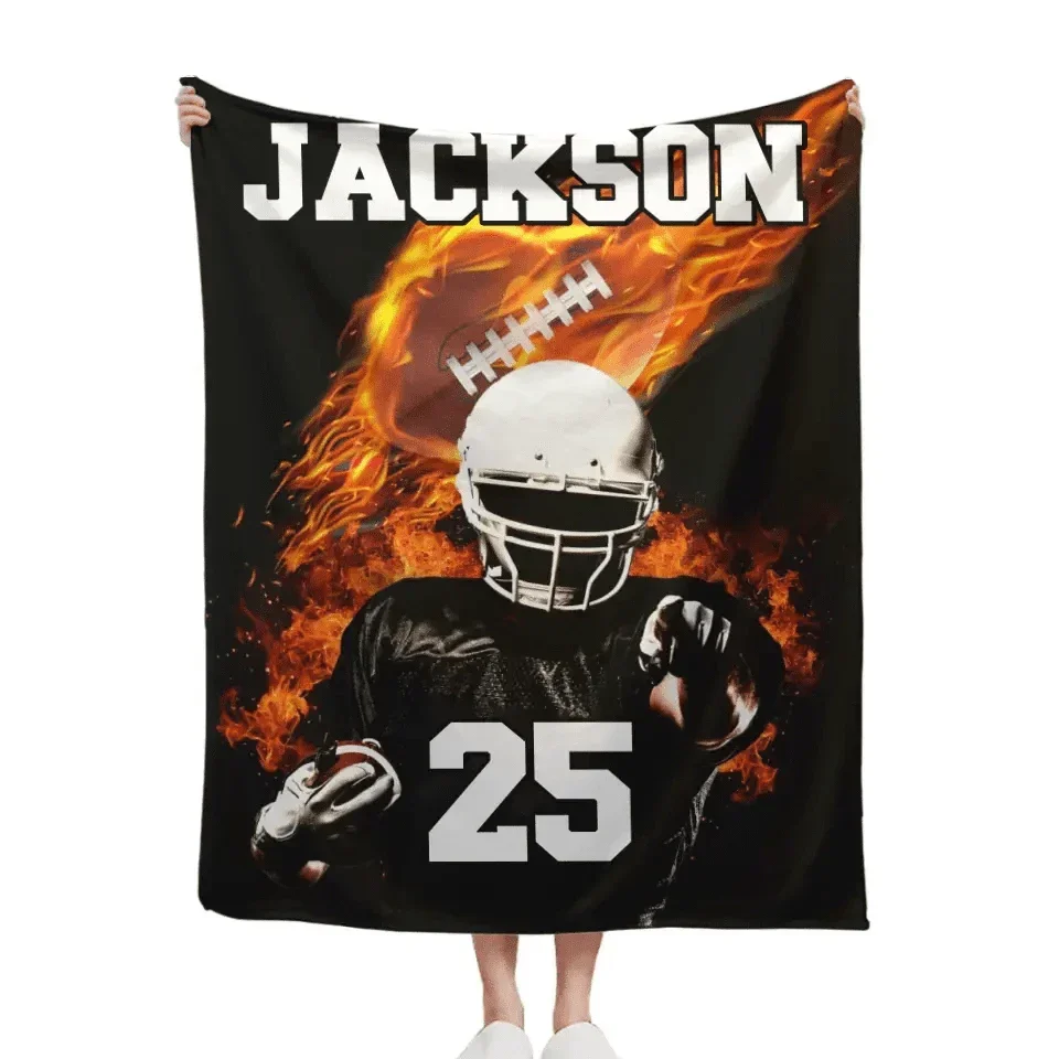 Football Player - Blankets Personalised Name And Number - Gifts for Football Players,Fans - Joliny