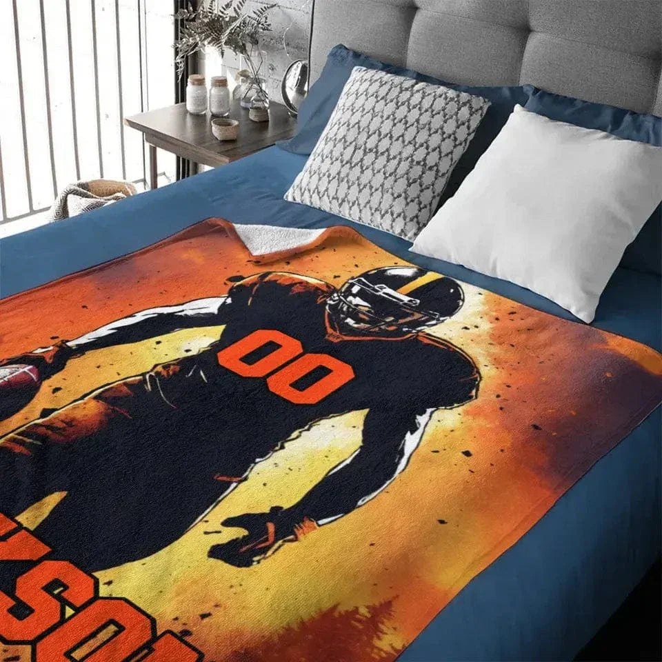 Football Player - Blankets Personalised Name And Number - Gifts for Football Players,Fans - Joliny