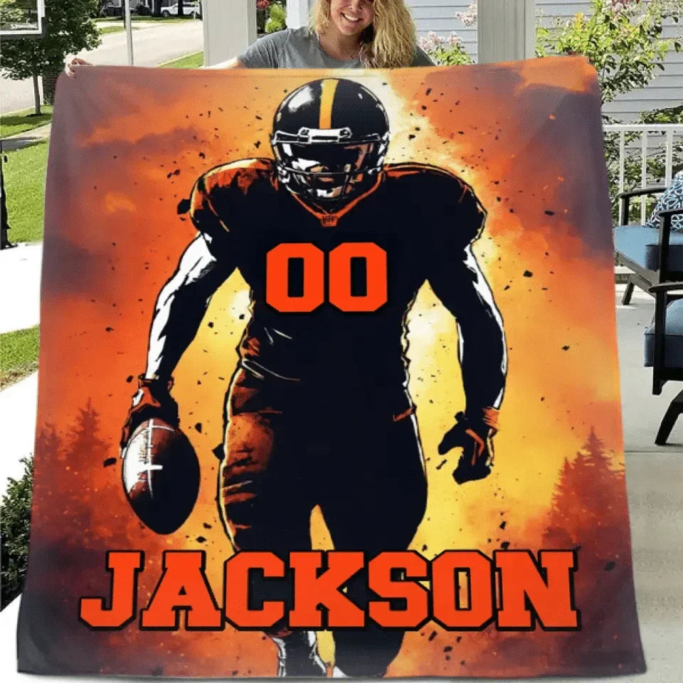 Football Player - Blankets Personalised Name And Number - Gifts for Football Players,Fans - Joliny