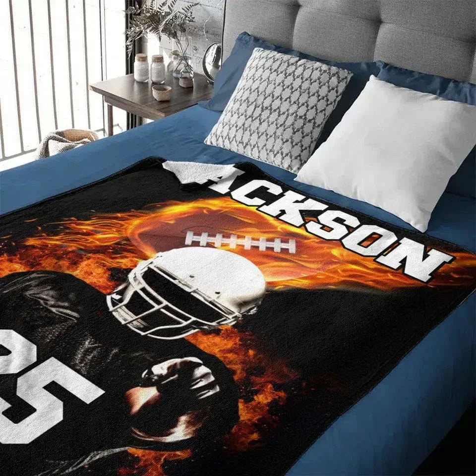 Football Player - Blankets Personalised Name And Number - Gifts for Football Players,Fans - Joliny