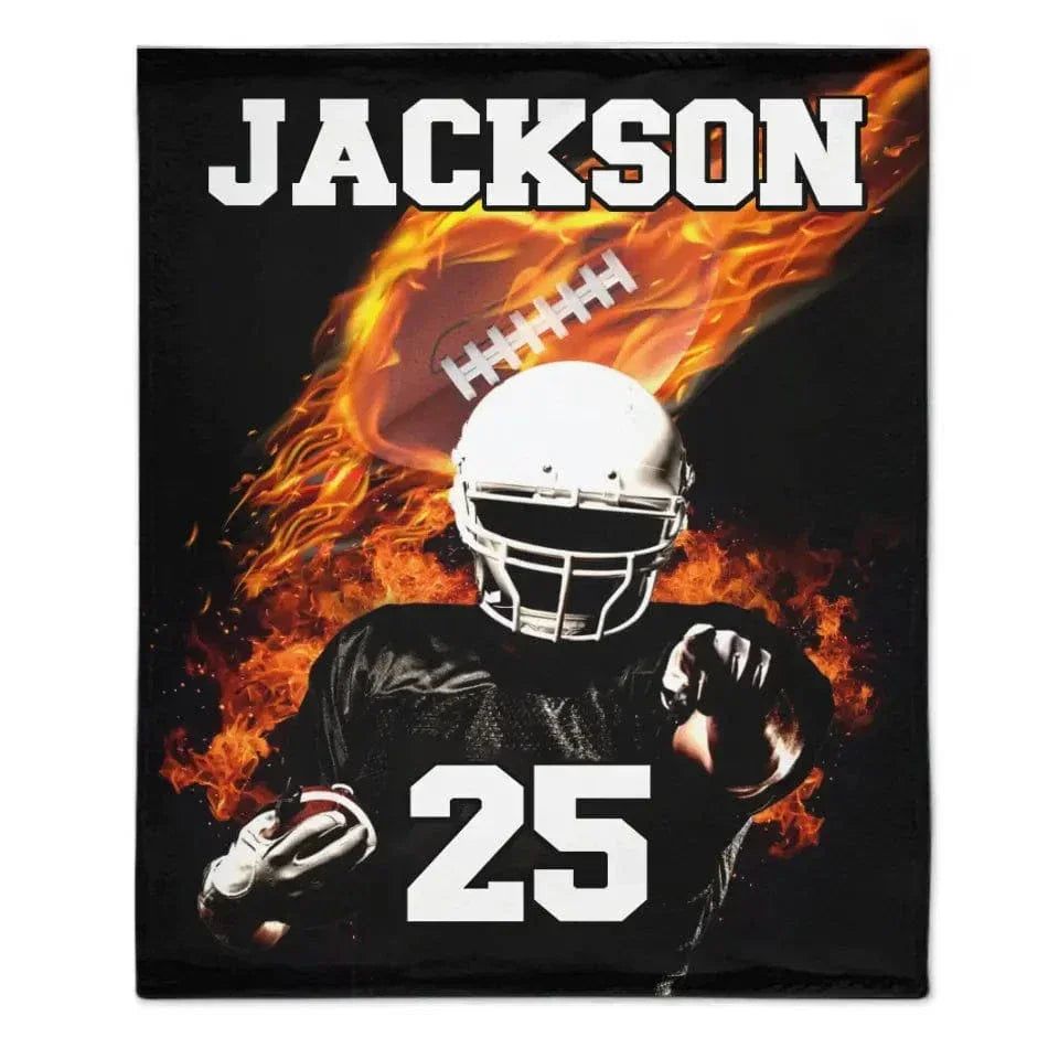 Football Player - Blankets Personalised Name And Number - Gifts for Football Players,Fans - Joliny