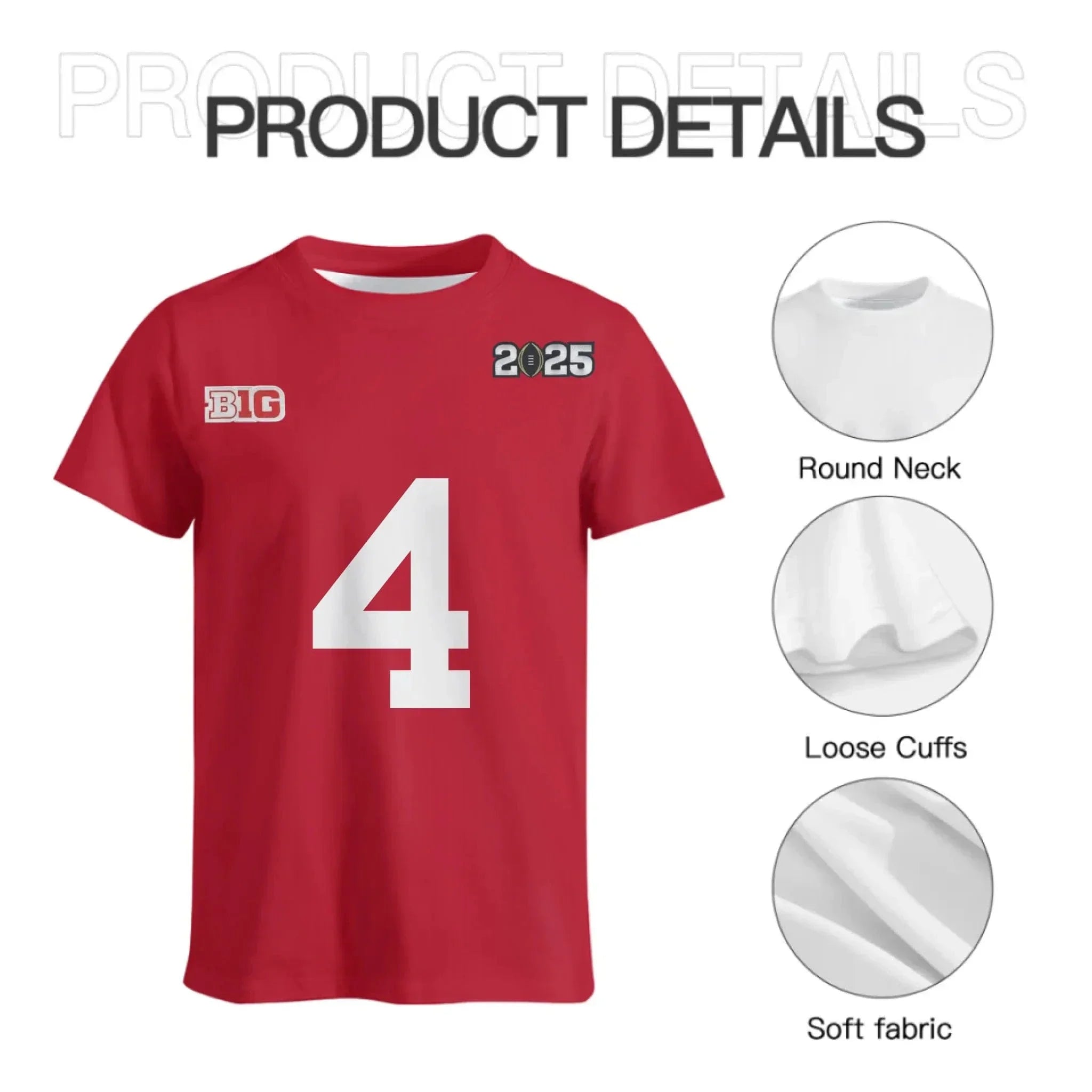 Football Themed T-shirt - CFP Final Patch 2025 Apparel with Personalized Numbers - A Gift For Players,Football Lovers - Joliny