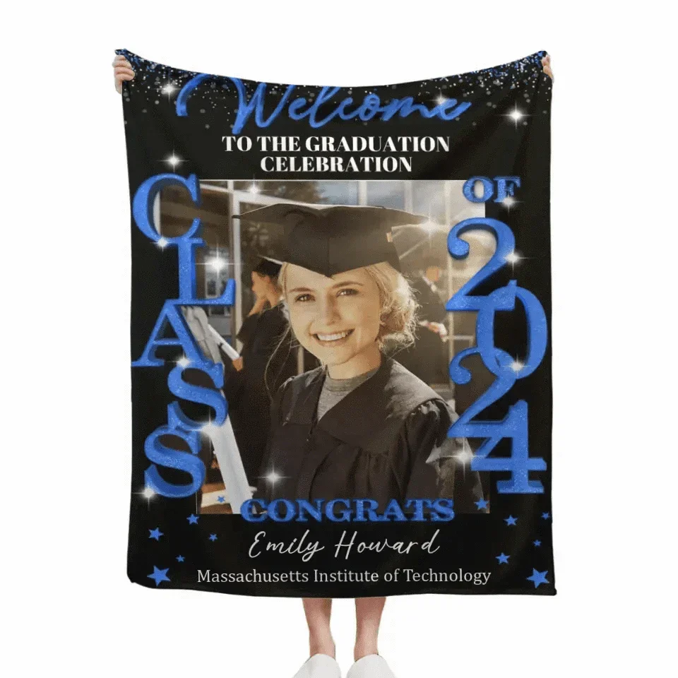 Graduation Party Class Of 2024 Blanket - Custom Photo - Welcome To The Graduation Celebration - Joliny