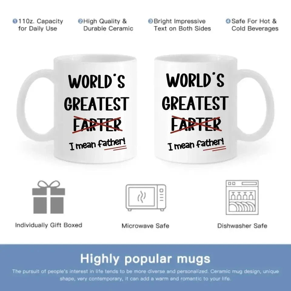 Funny Best Dad Coffee Mug, World's Greatest F, I Mean Father - Joliny