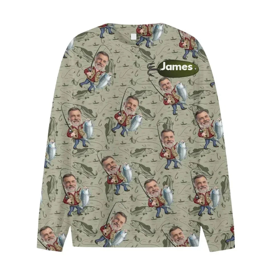 Funny Caricature Face - Personalized Fishing Full Body Print Shirt - Gift for Fishing Enthusiasts - Joliny