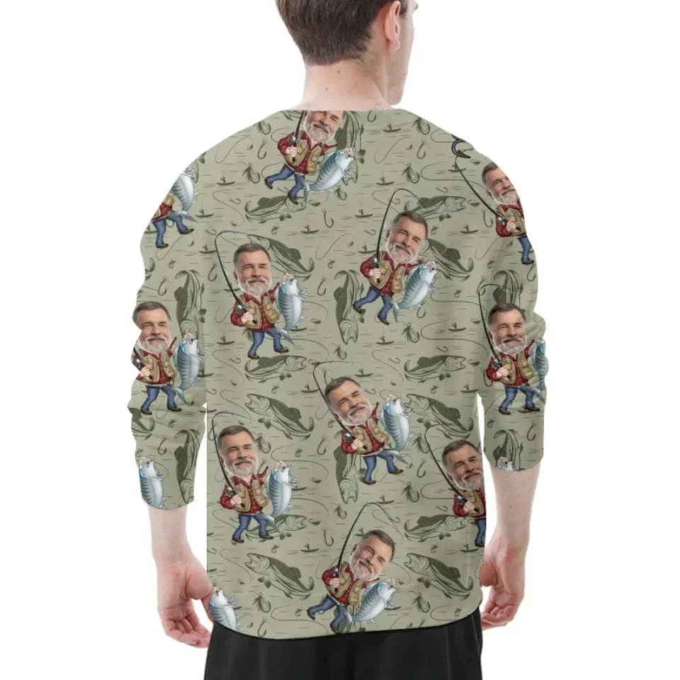 Funny Caricature Face - Personalized Fishing Full Body Print Shirt - Gift for Fishing Enthusiasts - Joliny