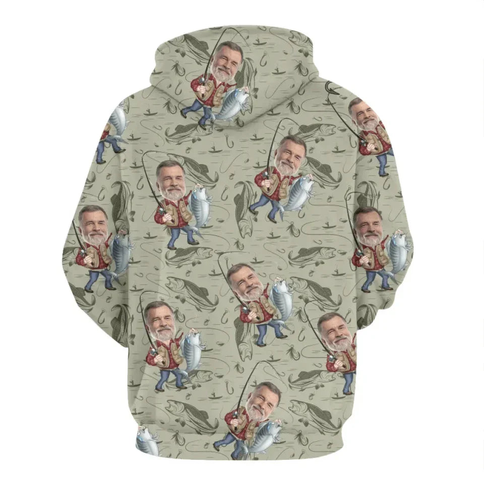 Funny Caricature Face - Personalized Fishing Full Body Print Shirt - Gift for Fishing Enthusiasts - Joliny