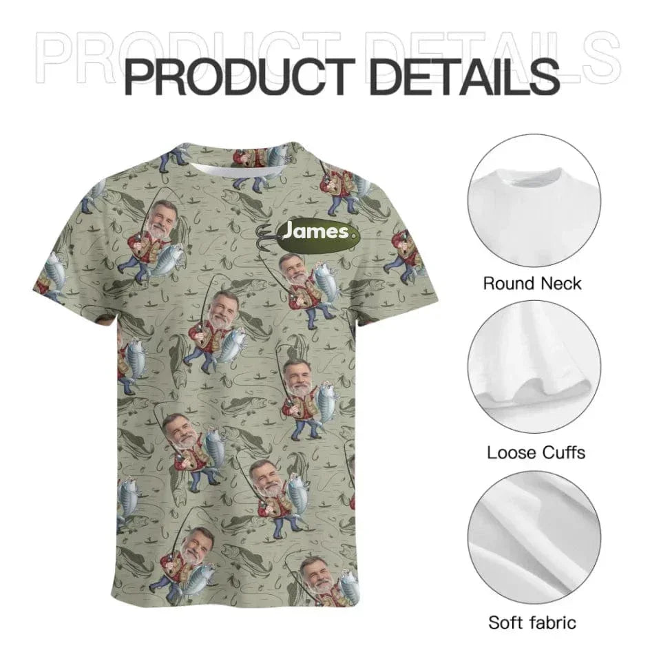 Funny Caricature Face - Personalized Fishing Full Body Print Shirt - Gift for Fishing Enthusiasts - Joliny