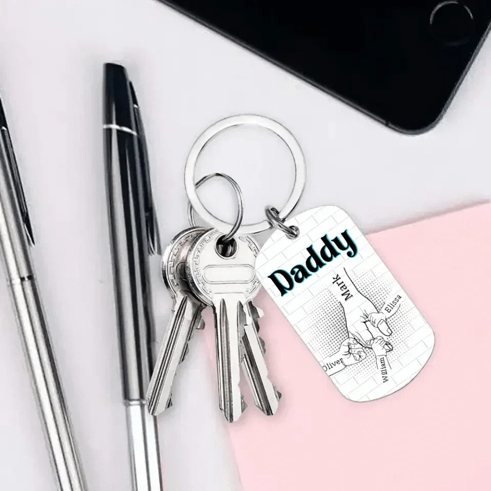 Gift For Dad - Be Safe Kids Holding Hands Stainless Steel Keychain - Joliny