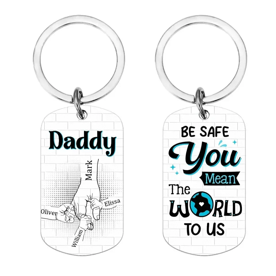 Gift For Dad - Be Safe Kids Holding Hands Stainless Steel Keychain - Joliny