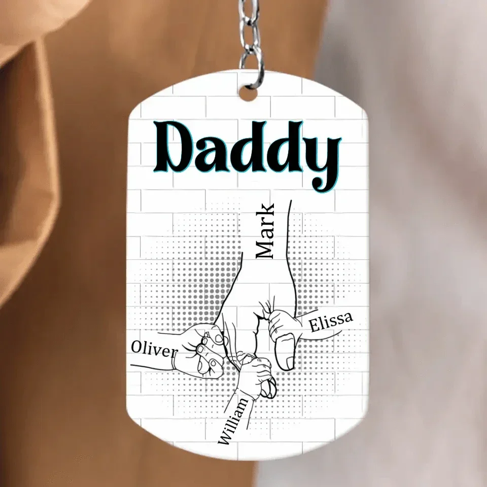 Gift For Dad - Be Safe Kids Holding Hands Stainless Steel Keychain - Joliny