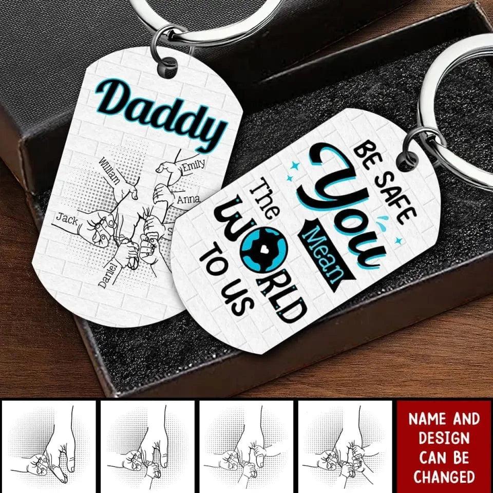 Gift For Dad - Be Safe Kids Holding Hands Stainless Steel Keychain - Joliny