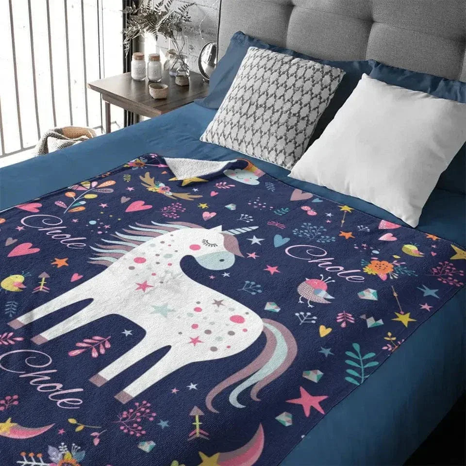Gift For Granddaughter - Personalized Unicorn Name Custom Blanket - Joliny