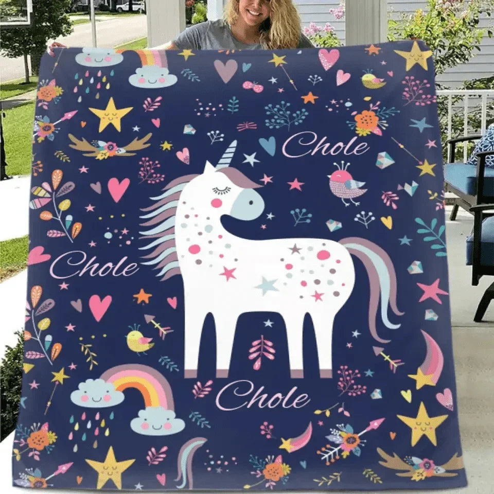 Gift For Granddaughter - Personalized Unicorn Name Custom Blanket - Joliny