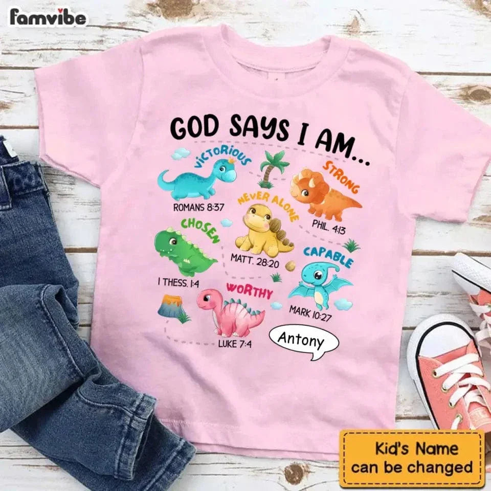 Gifts For Grandson Dinosaur God Say I Am ...T Shirt For Kids - Joliny