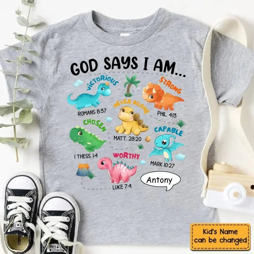 Gifts For Grandson Dinosaur God Say I Am ...T Shirt For Kids - Joliny