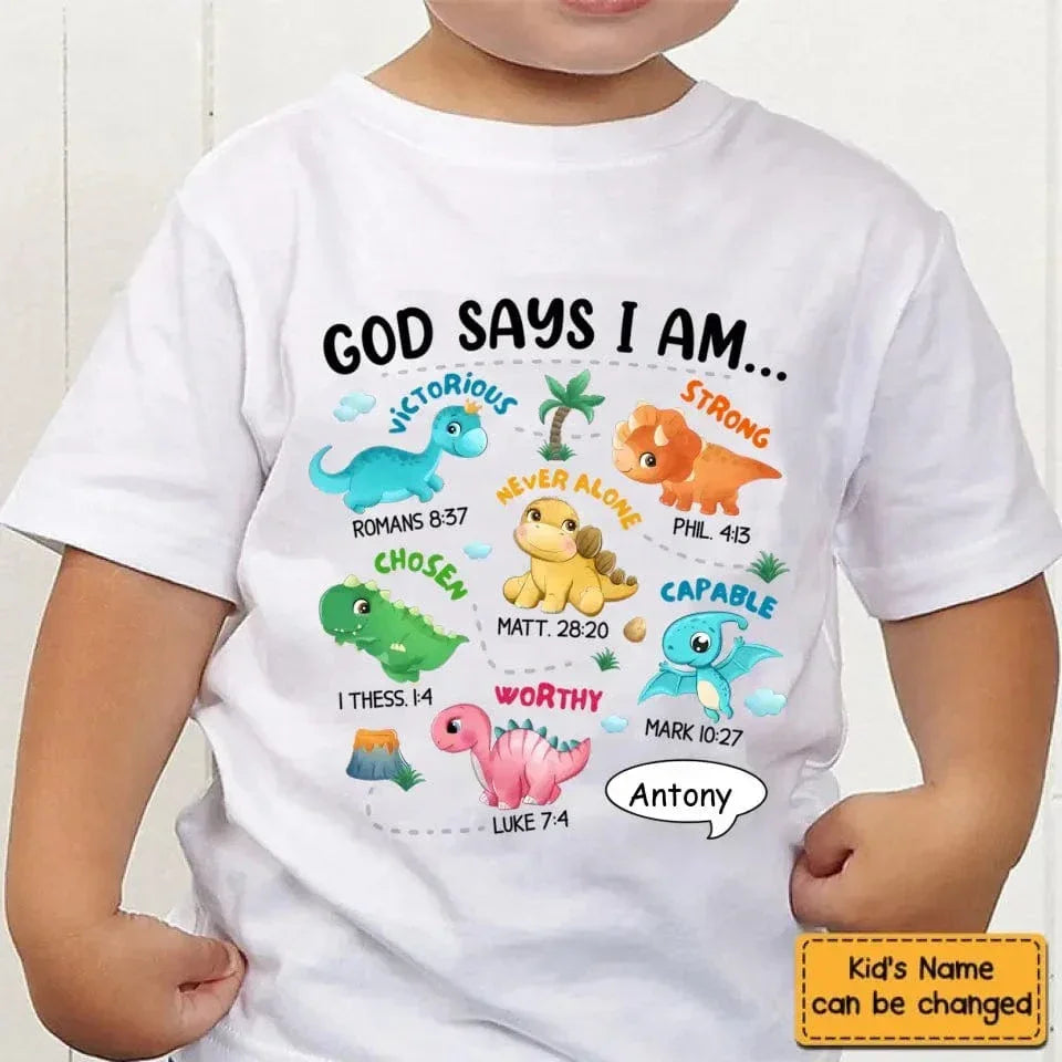 Gifts For Grandson Dinosaur God Say I Am ...T Shirt For Kids - Joliny