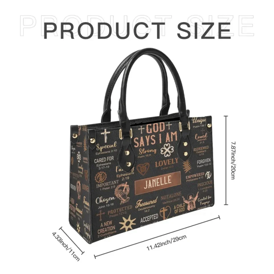 God Says I Am - Personalized Leather Bag - Joliny