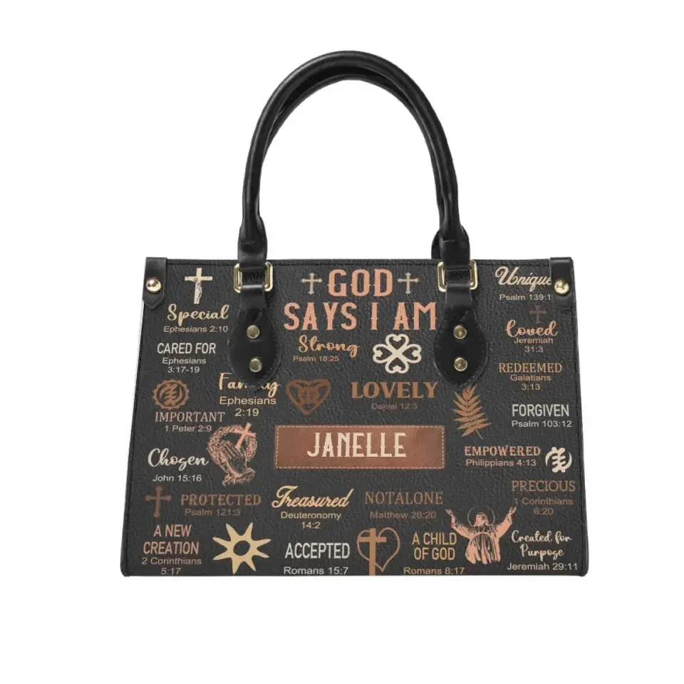 God Says I Am - Personalized Leather Bag - Joliny