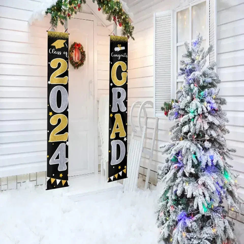 Graduation Decorations 2024 GRAD Flash Banner Porch Door Sign - Joliny