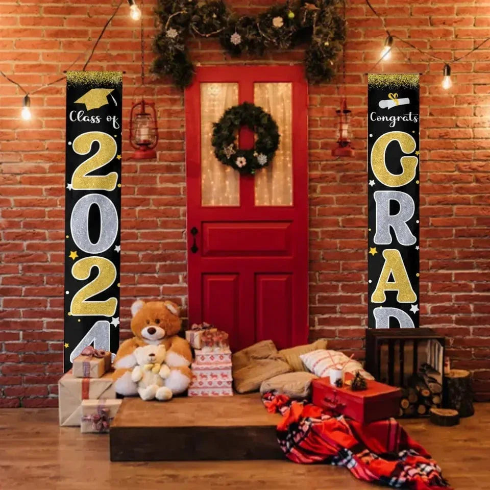 Graduation Decorations 2024 GRAD Flash Banner Porch Door Sign - Joliny