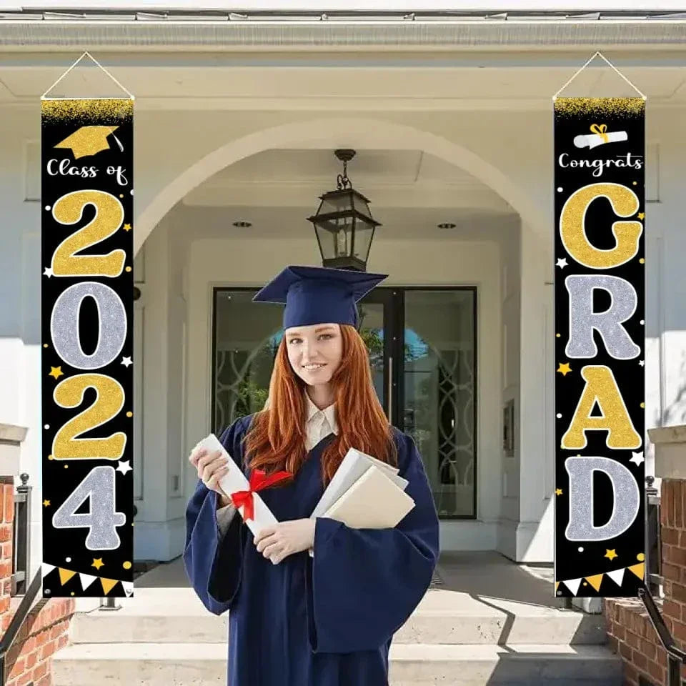 Graduation Decorations 2024 GRAD Flash Banner Porch Door Sign - Joliny