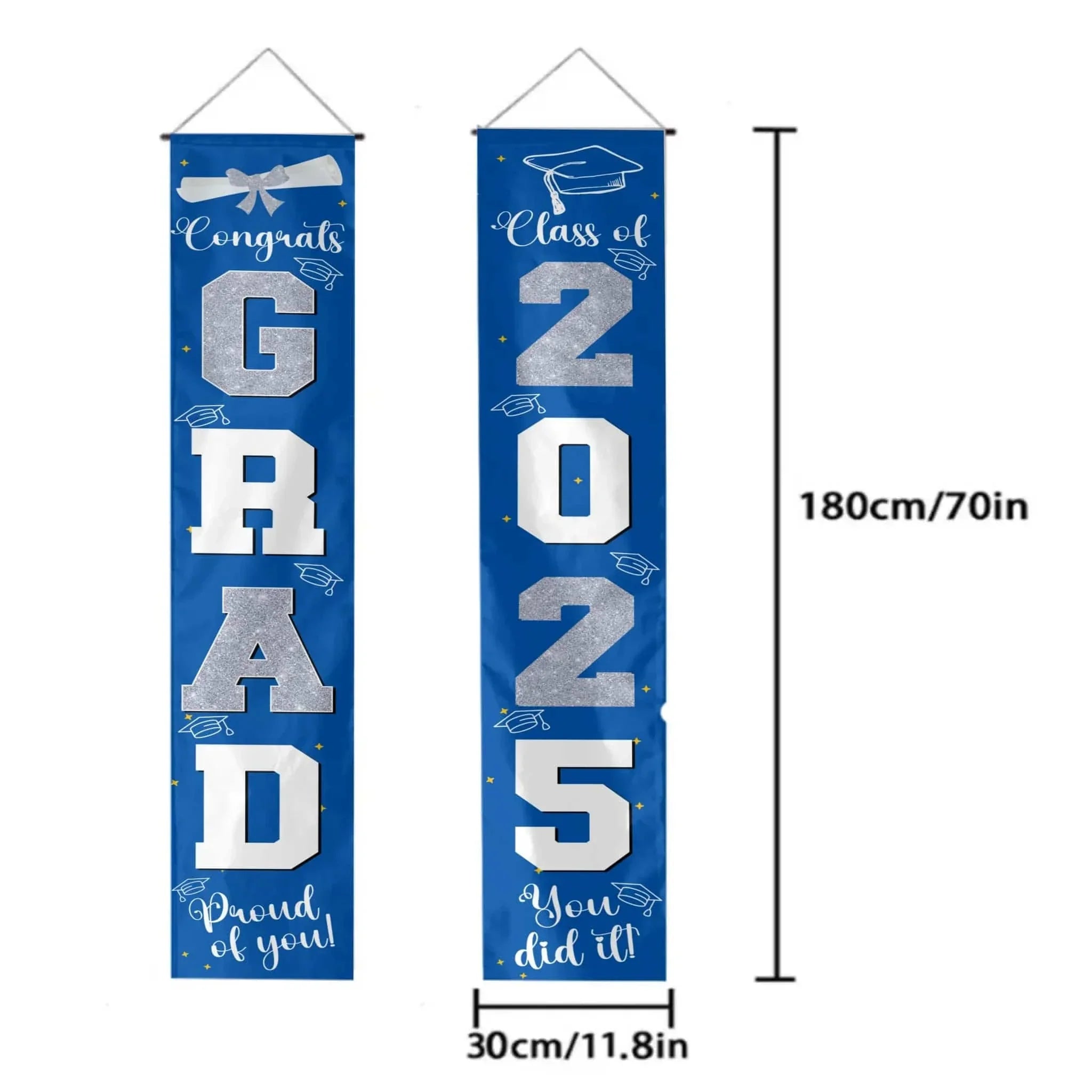 Graduation Decorations Silver 2025 Banner - for Class of 2025 - Graduates Party Supplies - Joliny