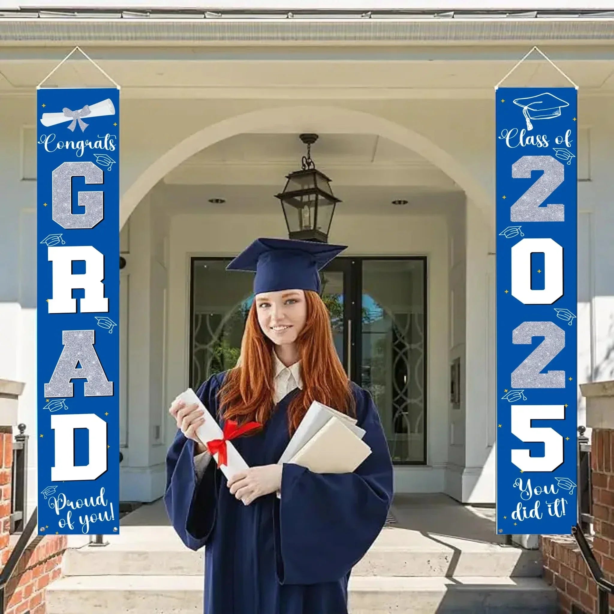 Graduation Decorations Silver 2025 Banner - for Class of 2025 - Graduates Party Supplies - Joliny