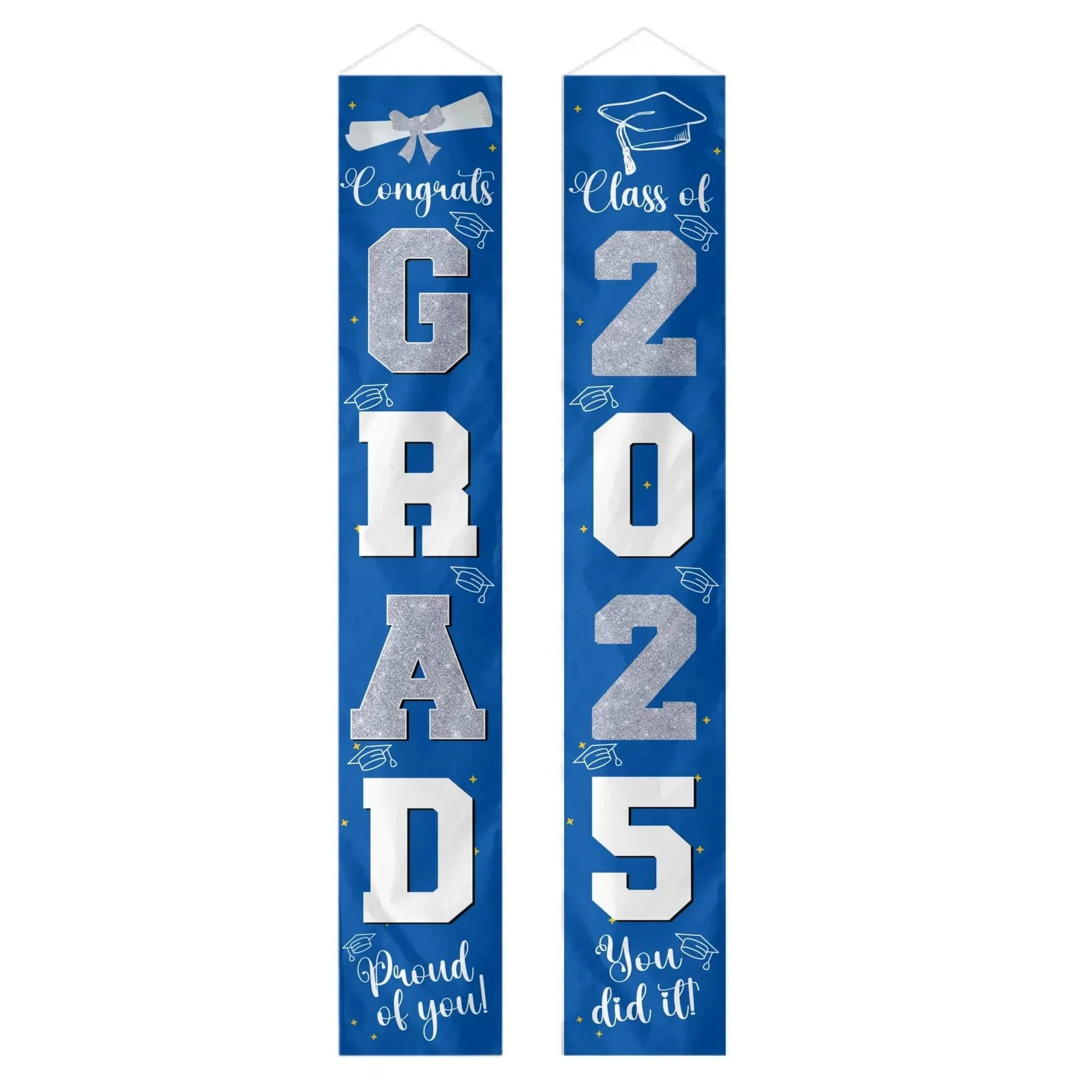 Graduation Decorations Silver 2025 Banner - for Class of 2025 - Graduates Party Supplies - Joliny