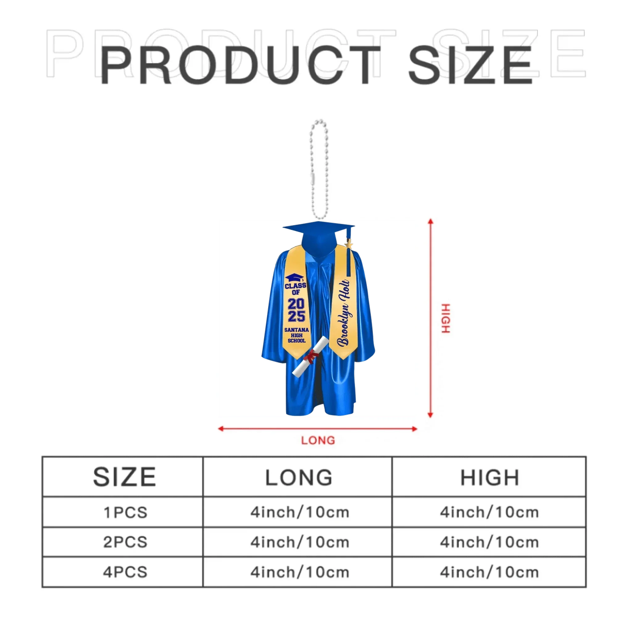 Graduation Gift Decoration Hanging - Personalised Graduation Gown and Name Acrylic Charms - Gifts for Graduate,Grandchildren,Friend - Joliny