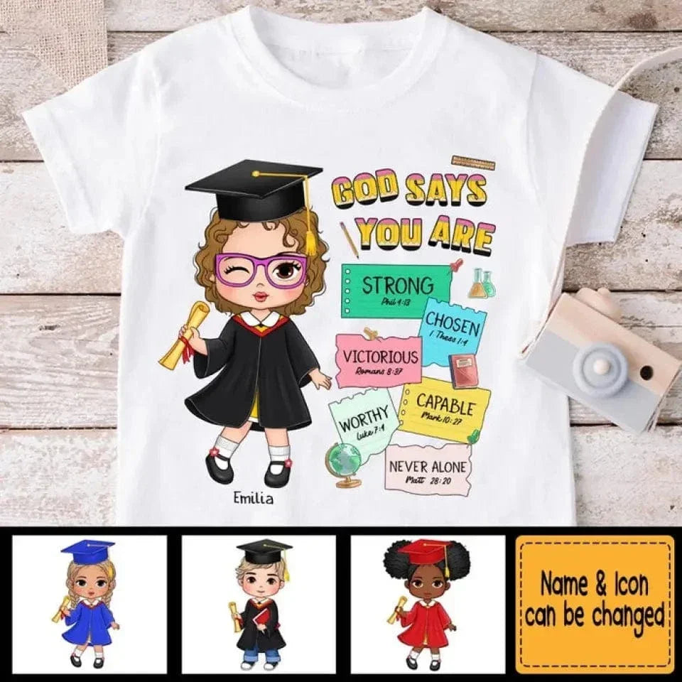 Graduation God Says I Am Kid T Shirt - Joliny