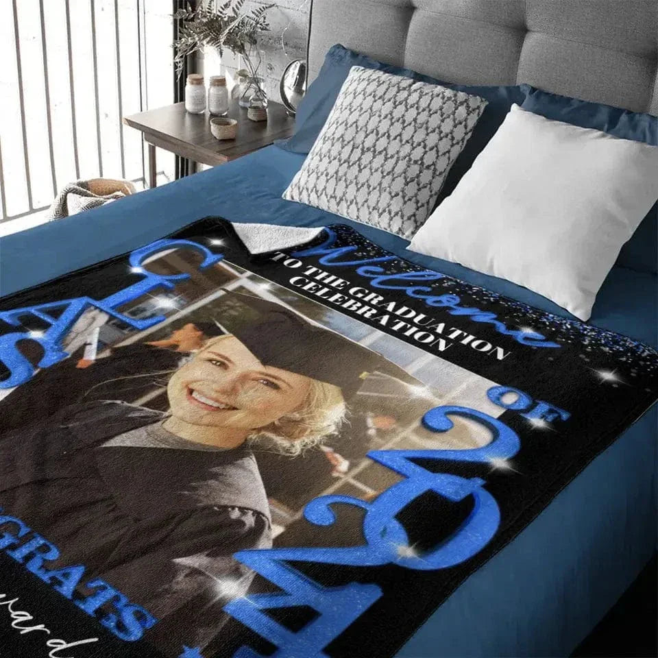 Graduation Party Class Of 2024 Blanket - Custom Photo - Welcome To The Graduation Celebration - Joliny
