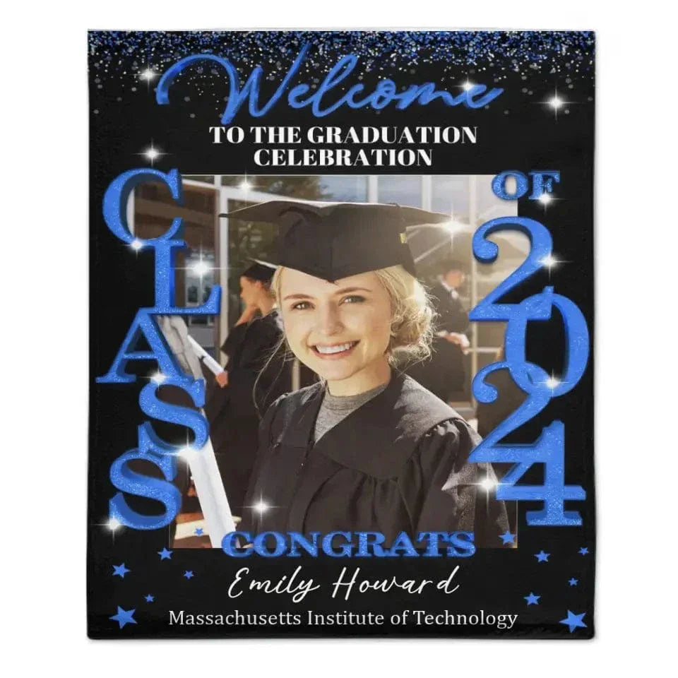 Graduation Party Class Of 2024 Blanket - Custom Photo - Welcome To The Graduation Celebration - Joliny
