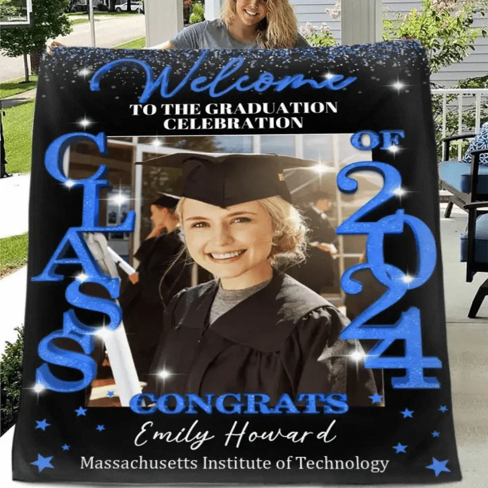 Graduation Party Class Of 2024 Blanket - Custom Photo - Welcome To The Graduation Celebration - Joliny