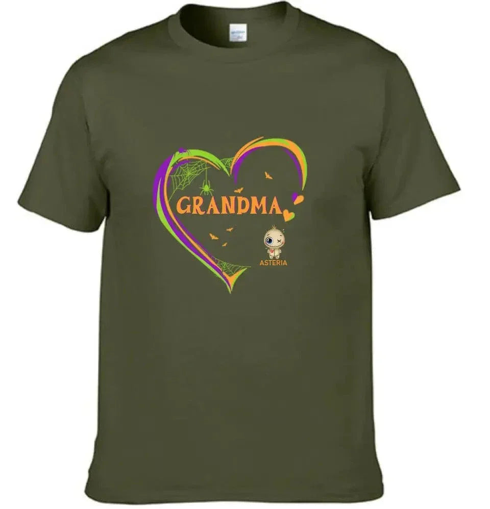 Grandma and Grandkids: The Perfect Halloween Pair - Personalized Family Custom T-Shirt - A Halloween Gift for Grandma - Joliny