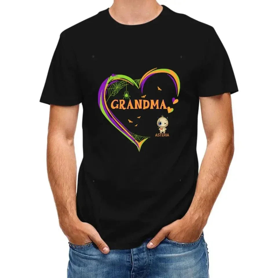 Grandma and Grandkids: The Perfect Halloween Pair - Personalized Family Custom T-Shirt - A Halloween Gift for Grandma - Joliny