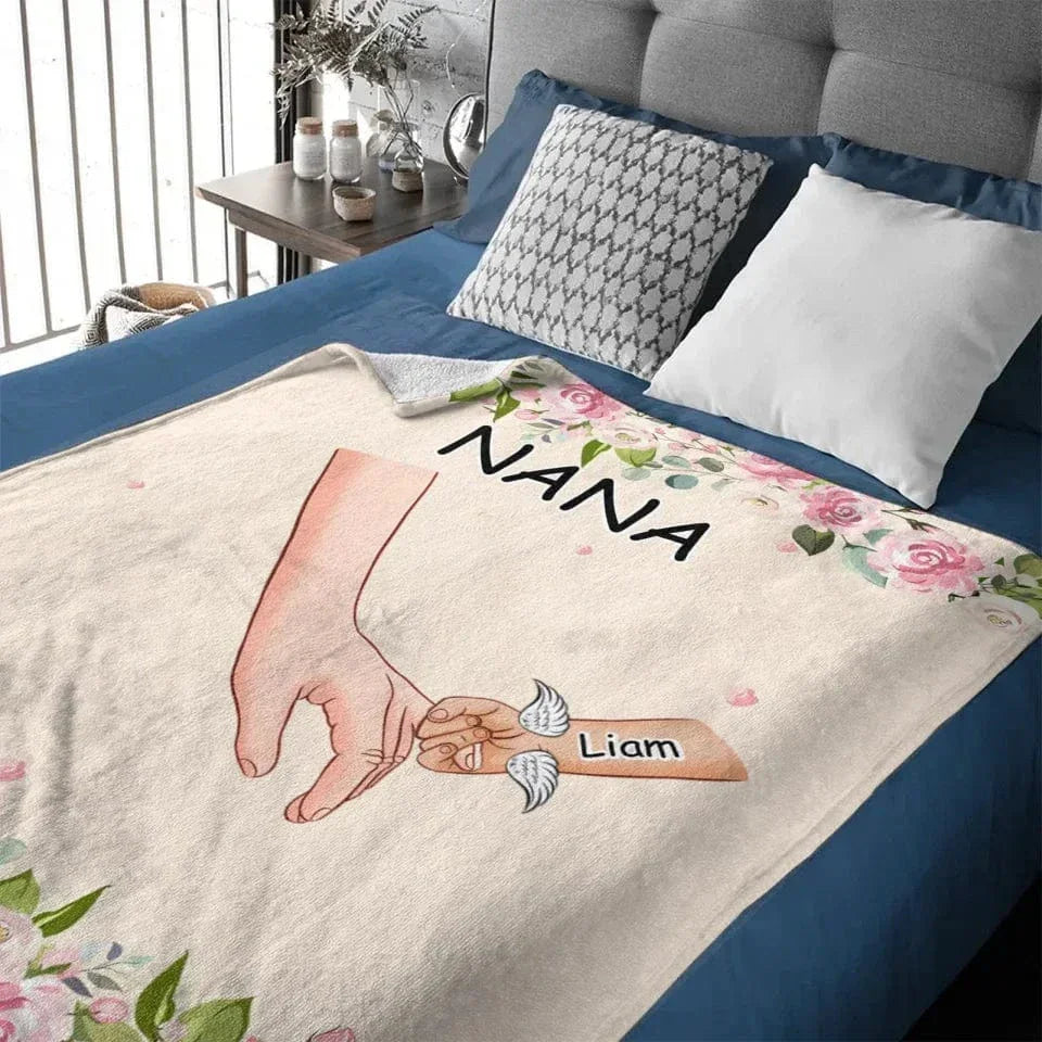 Grandma Hold Grandkids' Hands - Personalized Blanket - Joliny