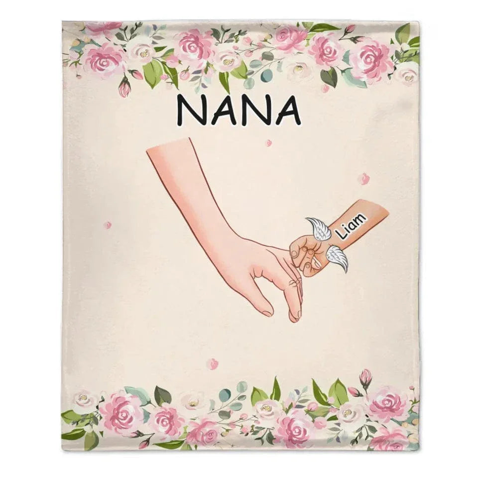 Grandma Hold Grandkids' Hands - Personalized Blanket - Joliny