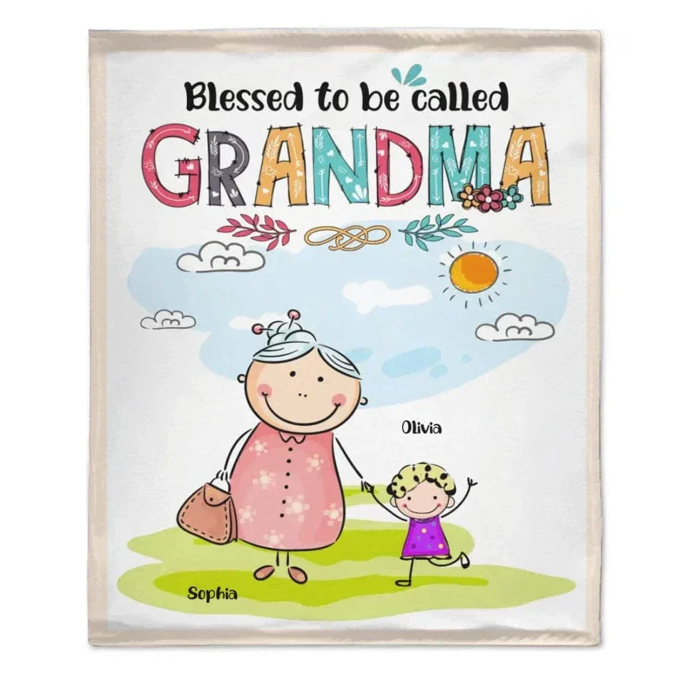 Grandma's Custom Blanket - Personalized title nicknames, names, and cartoon characters in a cozy blanket - A Gift For Grandma,Children,Family - Joliny