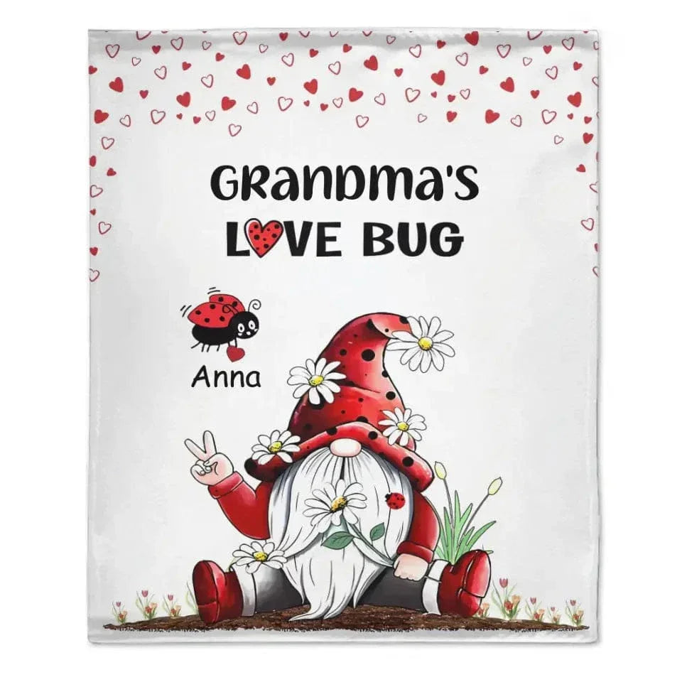 Grandma's Love Bugs Gnome - Personalized Scissorhands Old Man In Red Hat Blanket - Joliny