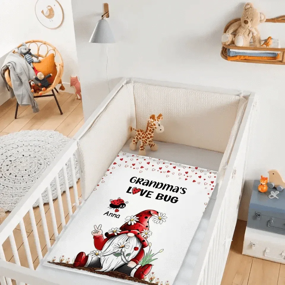 Grandma's Love Bugs Gnome - Personalized Scissorhands Old Man In Red Hat Blanket - Joliny