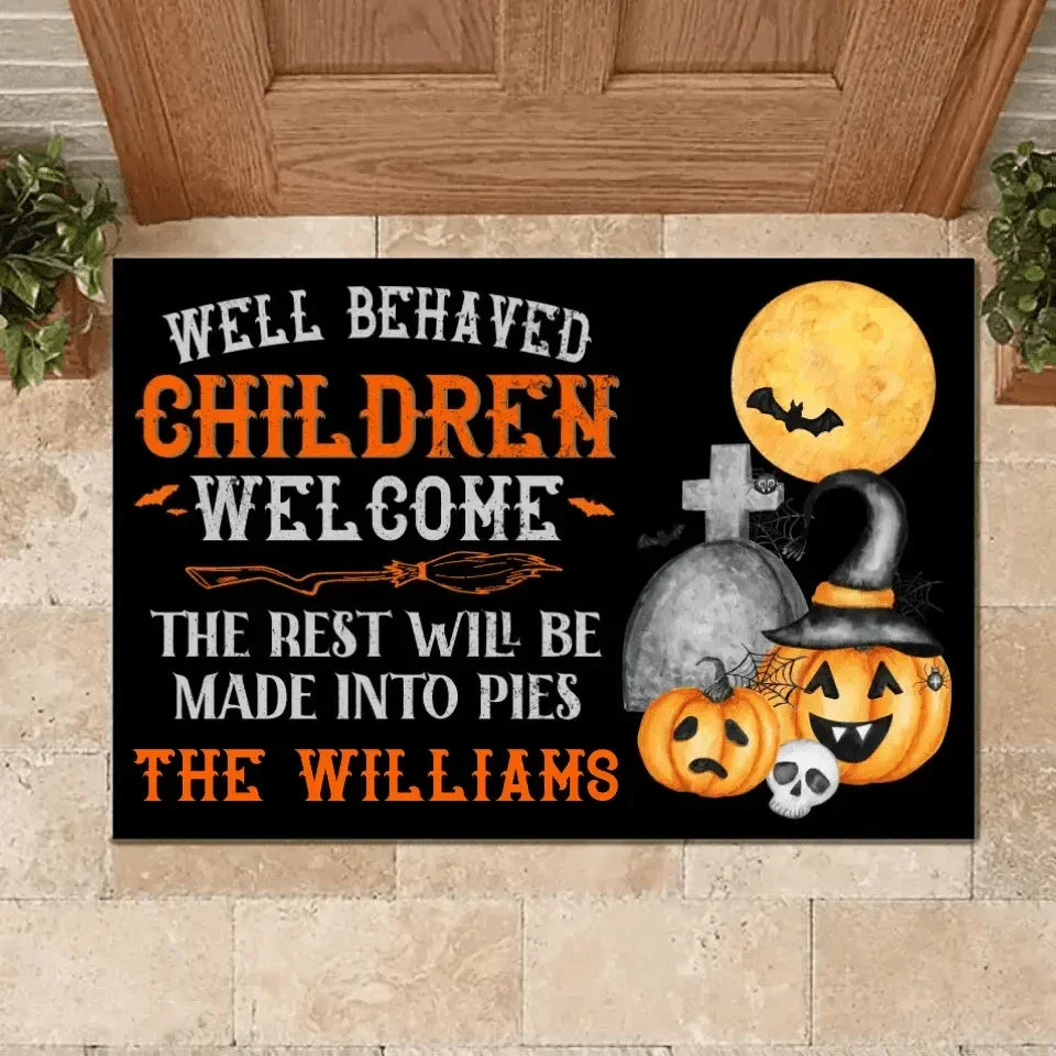 Halloween - Well Behaved Children Welcome - Personalized Decorative Mat - Joliny