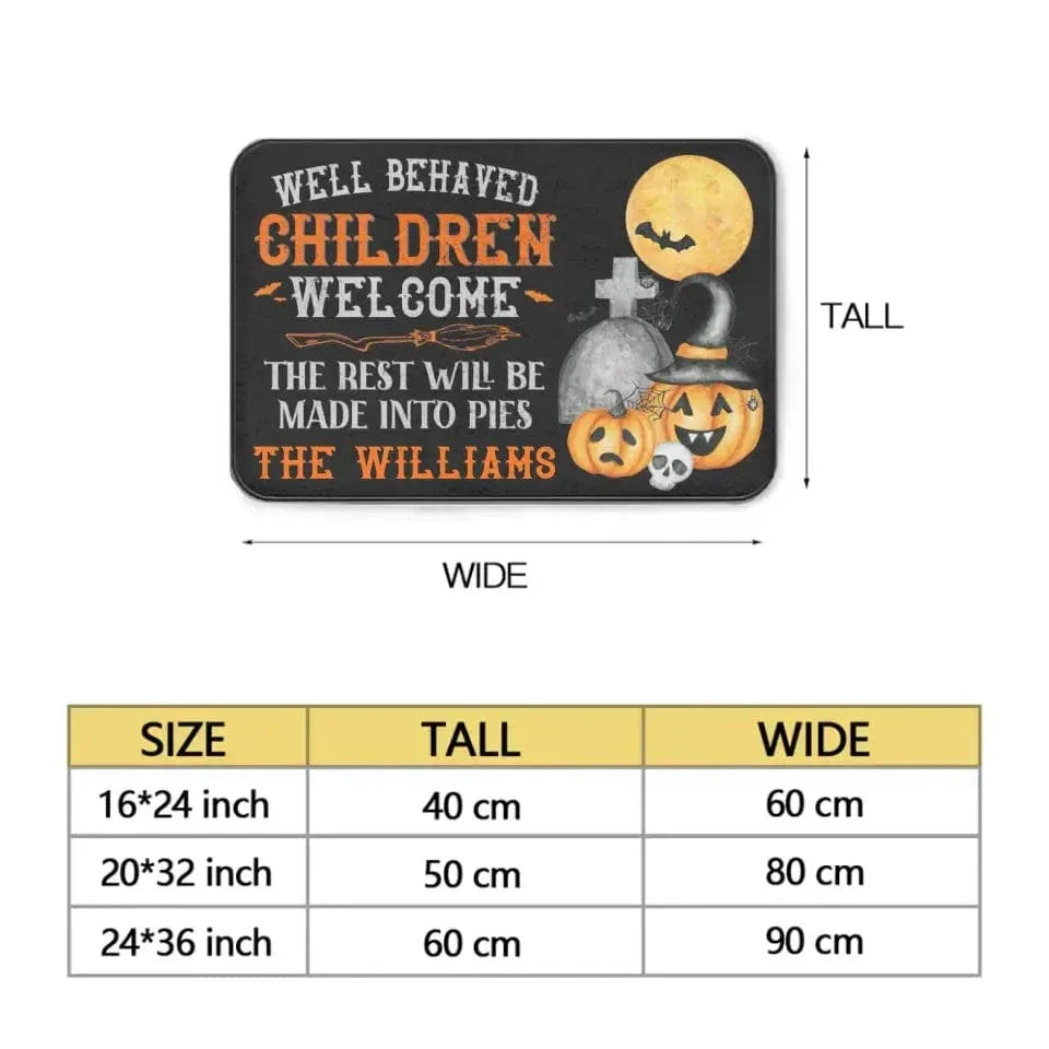 Halloween - Well Behaved Children Welcome - Personalized Decorative Mat - Joliny