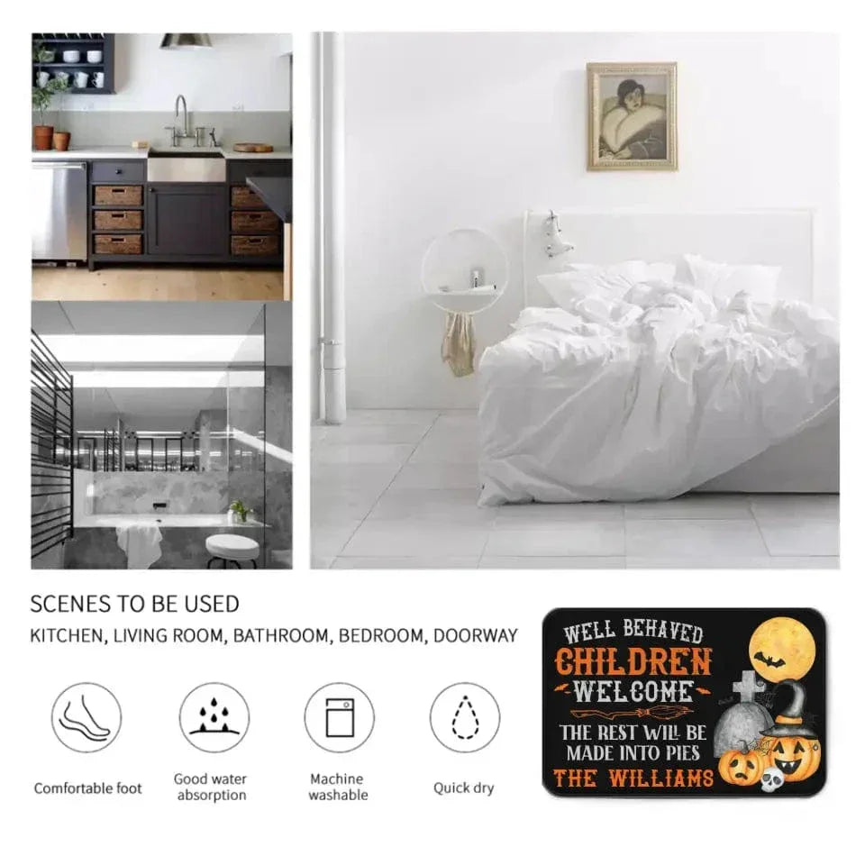 Halloween - Well Behaved Children Welcome - Personalized Decorative Mat - Joliny